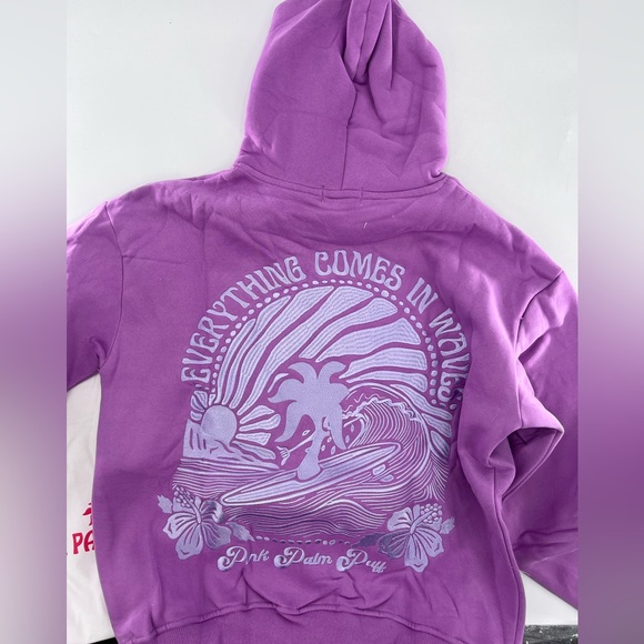 Pink Palm Puff "Everything Comes in Waves" hoodie in the color Açai XS - Picture 1 of 9